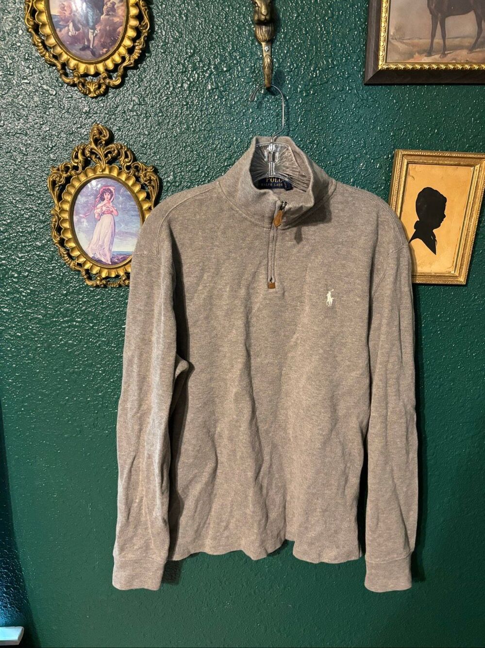 Polo Ralph Lauren Men’s Gray Quarter Zip Sz Medium